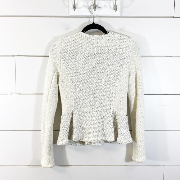 Anthropologie Cream Looped Tweed Peplum Blazer - Picture 4 of 9